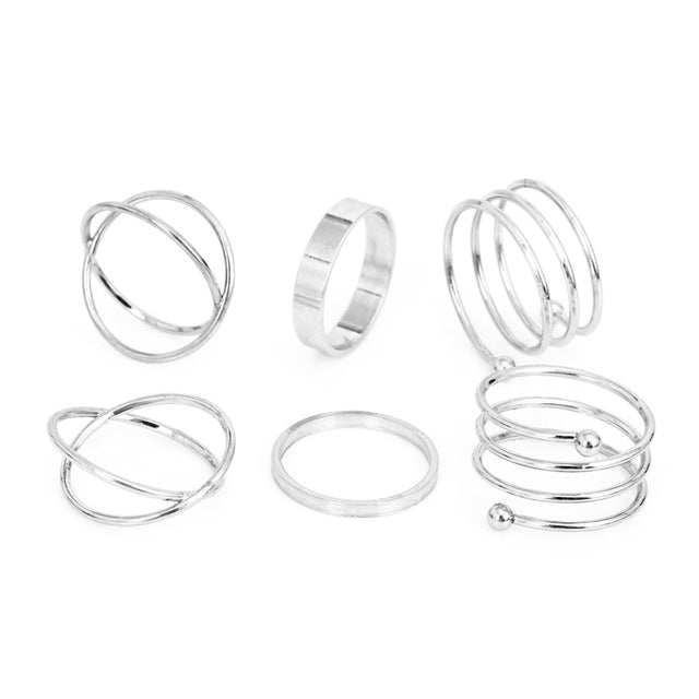 Original Design Round Hollow Geometric rings Set for Women Fashion